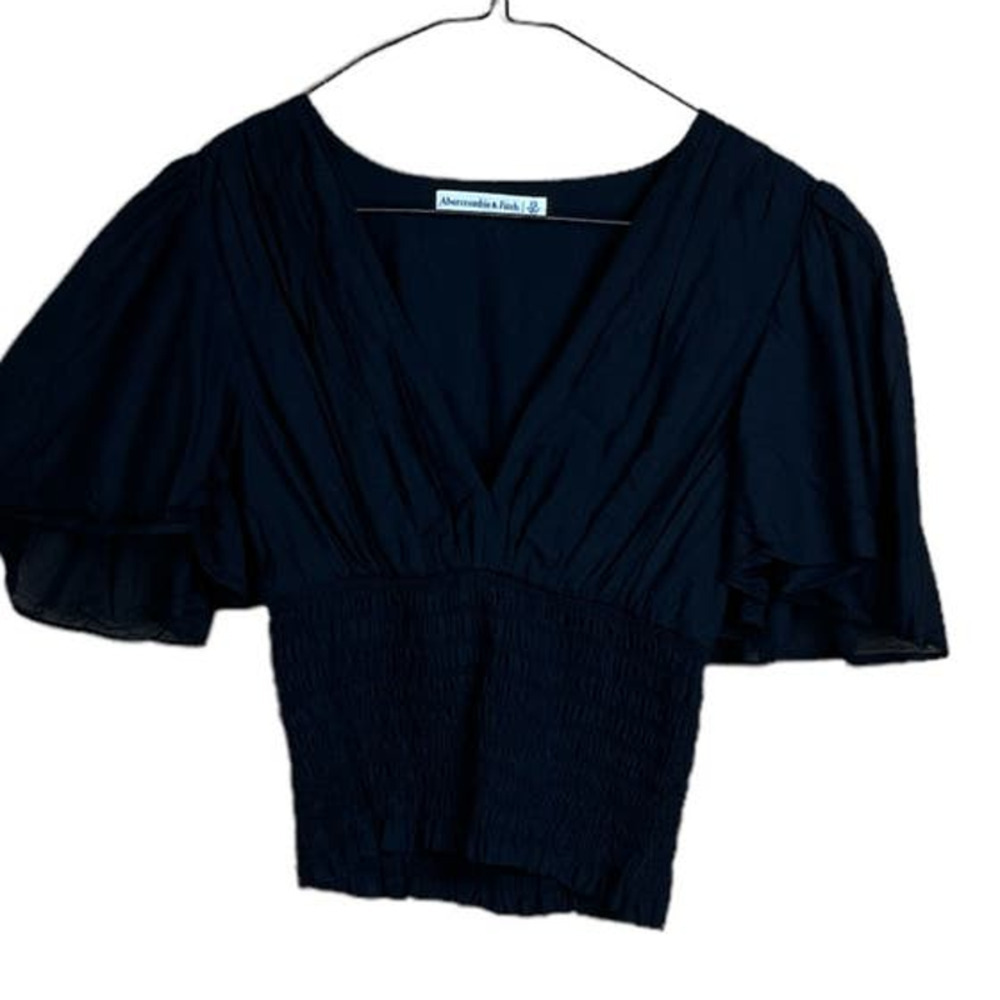 Abercrombie and Fitch Mid-Drift Top, Short Sleeves, Black, XS